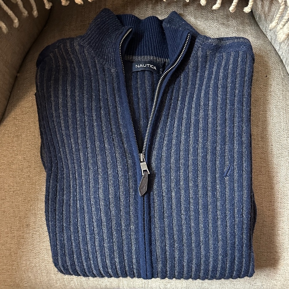 Nautica Men's Navy Zip-Up Sweater - Picture 5 of 5